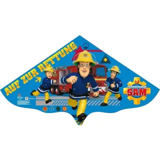 Paul Günther GmbH & Co. KG Paul Günther 1217 - Kinderdrachen mit Feuerwehrmann Sam Motiv, Einleinerdrachen aus robuster PE-Folie für Kinder ab 4 Jahre mit Wickelgriff und Schnur, ca. 115 x 63 cm groß, Bunt