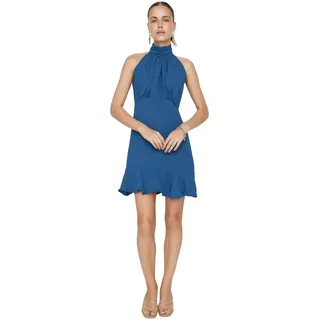 Trendyol Damen Mini A-Linie Regular Fit Woven Kleid, Marineblau, 38