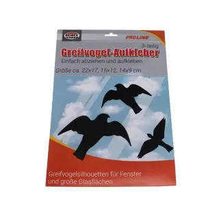 Reinex Fensteraufkleber, Greifvogel als Vogelschutz, Vogel Silhouetten für Fenster und große Glasflächen, 1 Packung = 3 Aufkleber