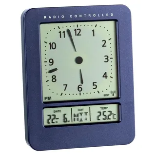 Digitaler Funkwecker TFA 60.2530.06 mit 2 Alarmzeiten Reisewecker - Blau