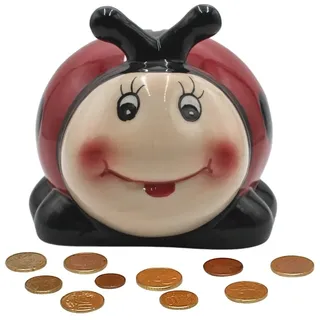 Dekohelden24 Keramik Spardose als Marienkäfer - Spar-Käfer - Käfersparbüchse - Saving-Box, Größe L/B/H: ca. 15 x 13 x 12 cm