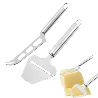SOGHO 2 Stück Käsemesser Set,Käsemesser,Käsehobel,Käseschneider,Käseschneider Set,Käseschneider Aus Edelstahl,Käseschneider Edelstahl, Käse Werkzeuge,Für Hartkäse, Weichkäse Und Butter