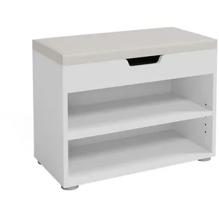 Vicco Schuhbank Rolfe Weiß 60 x 45 cm , Holzwerkstoff , Rechteckig , 60x45x30 cm , Garderobe, Garderobenbänke, Schuhbänke