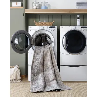 Livabliss x Becki Owens Darling Waschbar – Vintage Design für Wohnzimmer, 200x275 cm, Traditioneller Boho Stil für Esszimmer, Küche, Flur & Außenbereich, Pflegeleicht, Braun & Elfenbein