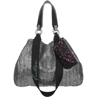 Fritzi aus Preußen Izzy Medium Limited Painted Straw Shopper Silver Black