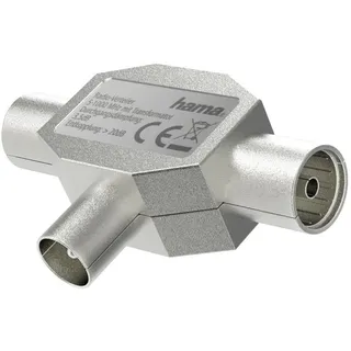 Hama Verteiler »Antennenverteiler, Koax Stecker, 2 Koax Kupplungen, Metall«, silberfarben