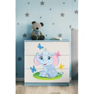 Kinderkommode mit Schubladen Elefant in der Farbe Blau Babydreams - Blau