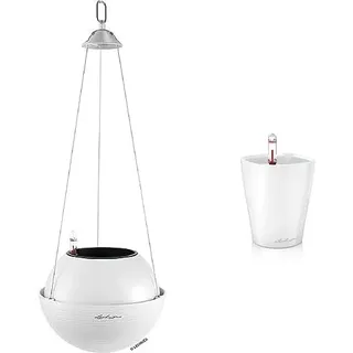 Lechuza BOLA BOLA - Hängepflanzenampel, Weiß, Modern, Indoor, Kunststoff, Lackiert, Selbstbewässernd, 1 Stück, 1 Level, Rund, Hängend