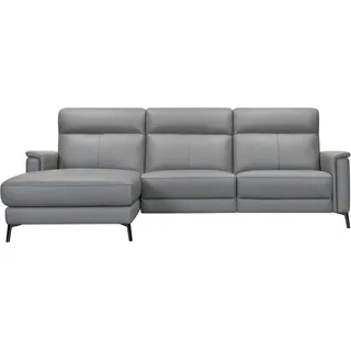 Places of Style Ecksofa »Barano, L-Form, 260cm, in Leder und Webstoff,«, elektrische Relaxfunktion, Kopfteilverstellung, mit USB-Anschluss., grau