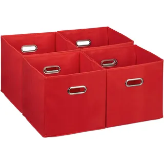 Relaxdays Aufbewahrungsbox 33 x 31,2 x 10,2 cm 4-tlg. rot