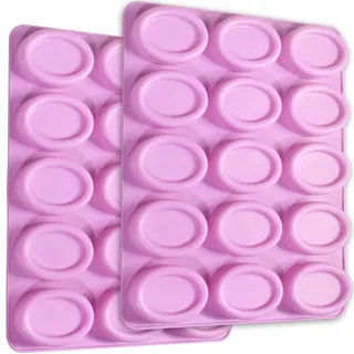 Newk Ovale Silikonform, 2 Packungen mit 15 Mulden, Antihaft-Silikonformen für Cake-Pops, Seife, Schokolade, Kekse, Badekugeln, Käsekuchen
