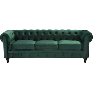 Beliani Sofa Samtstoff 3-Sitzer Chesterfield Stil Glamourös Wohnzimmer