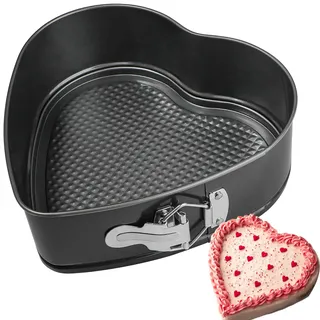 Kamehame Springform Herz Kuchenform Herzform Backform 26 cm Herzbackform Antihaftbeschichtet Kuchen Form Schwarz, 1 Stück