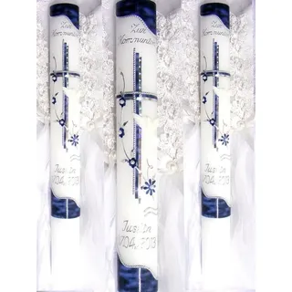 Taufkerze Kommunionkerze Junge Mädchen 400/40 mm VT-30 inkl. Zubehör für selbstbeschriften