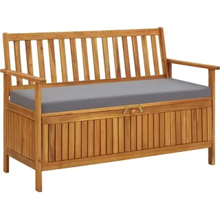 The Living Store Gartenbank mit Stauraum 120 cm Massivholz Akazie - Grau