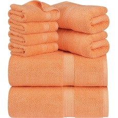 Utopia Towels 8-teiliges Premium-Handtuch-Set, 2 Badetücher, 2 Handtücher und 4 Waschlappen, 600 g/m2, 100% ringgesponnene Baumwolle, Fitnessstudio, Hotel und Spa (Pfirsich)