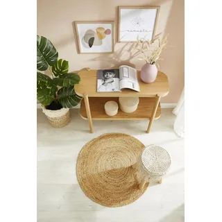 -LUXOR- living Teppich Mamda - Runder Jute Teppich alle Wohnbereiche oder als Dekoelement - Uni Farben Boho Naturteppich - aus Jute und Baumwolle 60 cm rund