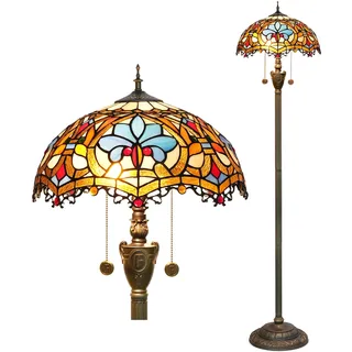 Blivuself Tiffany Stehlampe, Buntglas, Bodenleuchte, helle Beleuchtung, rustikale Stehleuchte, Vintage, einzigartige Bronze, Leseecklampe für Heimdekoration, Wohnzimmer, Schlafzimmer, 40,6 x 40,6 x