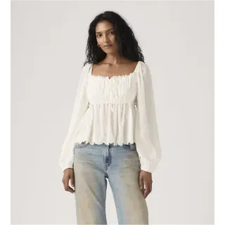 Levi's für Damen. 005ZT-0002 Off-white Boho Ottie Bluse (S), Weiß, Lässig, Viskose, Langarm