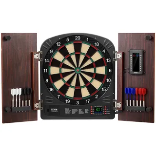 VEVOR Dartboard- und Schrankset Home Dart Board Center Dartscheibe 34,3 cm, verstaubarer Dartschrank mit elektronischer Punktezählung & einfacher Montage, komplett mit sämtlichem Zubehör Party