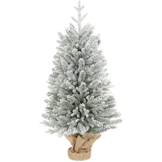 Homcom Mini Künstlicher Weihnachtsbaum 90 cm künstlich Tannenbaum mit Schnee Weiß , Grün , Kunststoff , 90 cm , Dekoration, Weihnachtsdekoration, Christbäume & Zubehör