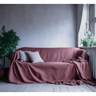 L'Emporio Casa Sofaüberwurf, Tagesdecke, Leinen, robust, Baumwolle, in Panama 160 x 260 – 260 x 280 – 360 x 280 cm, Maxi-Bettlaken, Baumwolle, Granfoulard, Made in Italy (Bord, 360 x 280 cm)