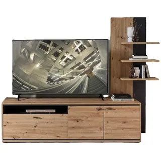 Livetastic Lowboard , Graphitfarben, Eiche Artisan , Metall , 3 Fächer , 70x181x24 cm , Wohnzimmer, TV Möbel, Lowboards