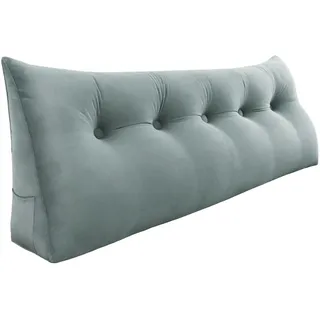 Vercart Rückenkissen für Bett Samt Grau 160 cm , Textil , Füllung: Hohlfaser , Dreieckig , 50x160 cm , Hergestellt in Europa , Heimtextilien, Wohntextilien, Kissen, Rückenkissen