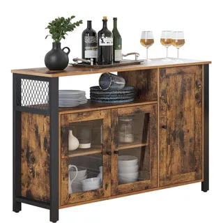 VASAGLE Sideboard 110 x 75 x 33 cm Vintagebraun / Schwarz