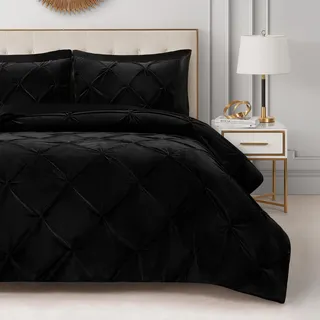 Juicy Couture Kuscheliges 3-teiliges Bettwäscheset mit Kussfalten aus Plüsch, Mikromink-Design, Schwarz
