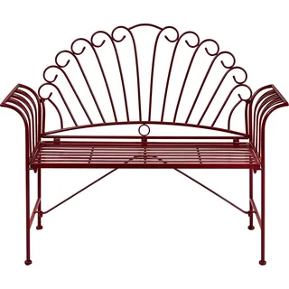BELIANI 2-Sitzer Gartenbank Burgunderrot Eisen 125 cm Französisch Romantisch Verschnörkelt Vintage Stil Outdoor Balkon Terrasse Garten Sitzbank - Rot