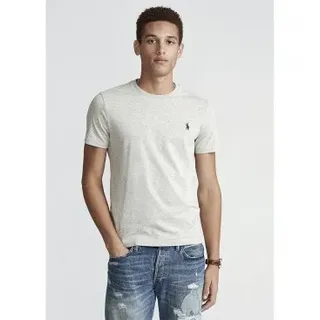 Polo Ralph Lauren für Herren. 710680785002 Custom Slim Fit Strick-T-Shirt grau (M), Lässig, Baumwolle, Kurzarm