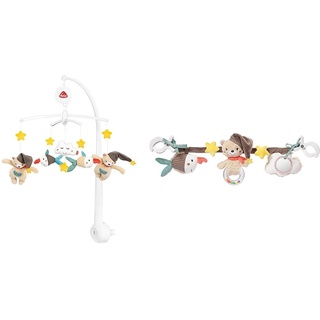 Fehn Musik Mobile Bruno - Baby Einschlafhilfe Musikspielzeug mit süßen Tieren & Kinderwagenkette Spielzeug Bruno – Baby Mobile Kette mit niedlichen Figuren zum Aufhängen an Kinderwagen