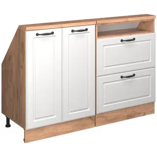 Vicco Küchenschrank FÜR Dachschrägen R-Line Weiß Landhaus 120 cm 2er Set , Weiß, Honigeiche , Holzwerkstoff , Rechteckig , 120x81.6x46 cm , Küchen, Küchenmöbel, Küchenschränke, Küchenunterschränke