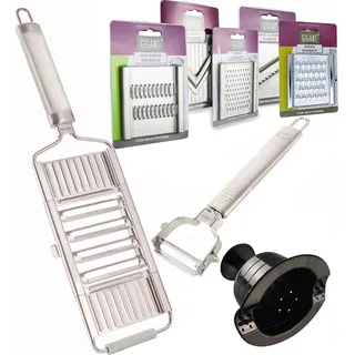 Gigant 4-fach Gemüsehobel mit 5 zusätzlichen Einsätzen und Sparschäler Edelstahl