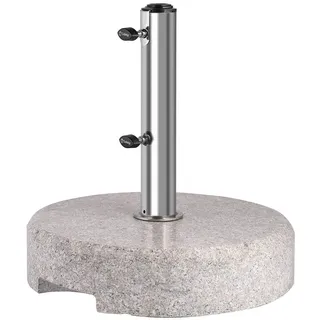 Sekey Granit Sonnenschirmständer mit Edelstahlrohr, Hochwertiger Sockel, für Schirmstöcke bis 22-38 mm, Balkonschirmständer 25KG Rund Grau