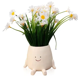 Roinaid Blumentopf Gesicht Blumentopfe Kopf, Blumentopf Lustig 10 X 8,9 cm Lustige Blumentöpfe Lächelndes Emoticon Blumentöpfe Aus Kunstharz für Die Innen- und Außendekoration