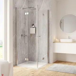 Schulte Drehfalttür-Eckeinstieg Garant 2.0 Chromoptik 200 cm x 90 cm