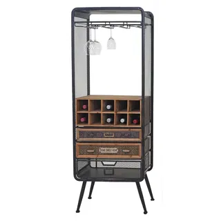 Mendler Weinregal 57 x 157 x 38 cm Braun/Schwarz