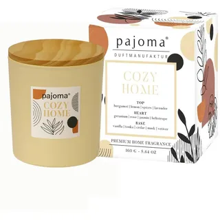 6x Duftkerze im Glas Cozy Home, 140g mit Bambusdeckel 27 Std Brenndauer, Intensiver Duft Kerze in Geschenkverpackung | Warme Noten von Bergamotte, Lavendel & Vanille - Luxus-Deko für Zuhause