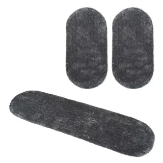 Bruno Banani Hochflor-Bettumrandung »Dana Teppich, Kundenliebling« Höhe 30 mm 3 tlg. unifarben, Mikrofaser, pflegeleicht, Bettvorleger, Schlafzimmer, grau