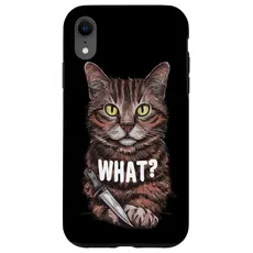 Hülle für iPhone XR Halloween Katze Messer Design Witzige Tier Katzen