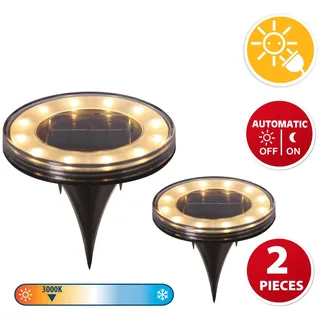 VELAMP Solarleuchte Kunststoff 2er Set spritzwassergeschützt schwarz