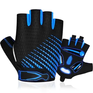BTNEEU Fingerlose Fahrradhandschuhe mit GEL Halbfinger Radsport Handschuhe für Damen und Herren, Atmungsaktiv Rutschfestes Rennrad Handschuhe Männer für Mountainbike, Training, Fitness, Sport(Blau, L)