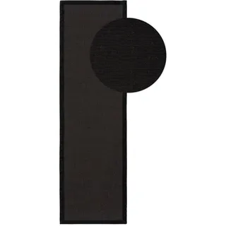 Kunstloft Sisalteppich Sana Schwarz 70x300 cm , Naturmaterialen , Uni , Rechteckig , 70x1 cm , Gots , für Fußbodenheizung geeignet , Teppiche und Böden, Teppiche
