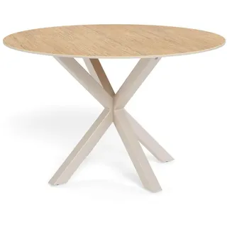 Mid.you Esstisch , Grau, Eichefarben , Metall, Glas, Keramik , rund , Sternfuß , 119x75.5x119 cm , Esszimmer, Esstische, Esstische Keramik