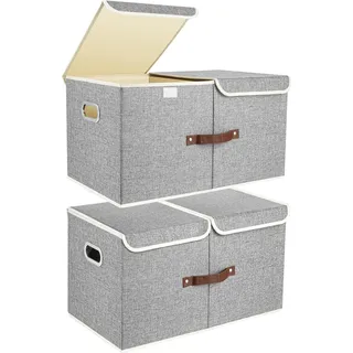Große Aufbewahrungsbox mit Deckel und Fächern, Stoff, Faltbar, Waschbar, 55x33x30 cm, 2-Stück