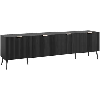 [en.casa] Nand Fernsehschrank Lowboard 180 x 35 x 51 cm Schwarz Kunststoff/Metall/Spanplatte/Holzwerkstoff