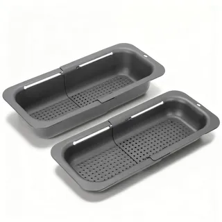 vinato Klappbares Spüle Siebkorb Set 2-tlg Faltbares Abtropfsieb für Spülbecken 32-46 cm Grau