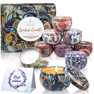 Duftkerzen Geschenke für Frauen 9 St, Duftkerzen Geschenkset Aromatherapie Kerzen Set Natürliches Sojawachs Kerze Gift zum Geburtstag Valentinstag Neujahr Muttertag für Garten Bad Yoga, 2,5 OZ/ST